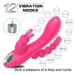 Triple Penetration Rabbit Vibrator Rechargeable G Spot Anal Clitoral Stimulation