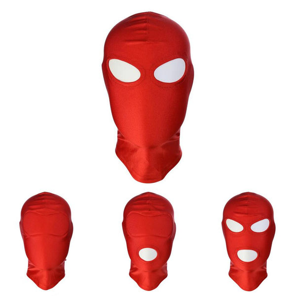 Red Stretchy Hood Open Mouth Eye Holes Sensory Deprivation   Hoods