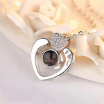 Veile Studios I Love You In 100 Languages Projection Necklace Heart Shaped Silver Or Rose Gold Necklaces & Pendants