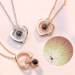 Veile Studios I Love You In 100 Languages Projection Necklace Heart Shaped Silver Or Rose Gold Necklaces & Pendants
