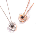 Veile Studios I Love You In 100 Languages Projection Necklace Heart Shaped Silver Or Rose Gold Necklaces & Pendants