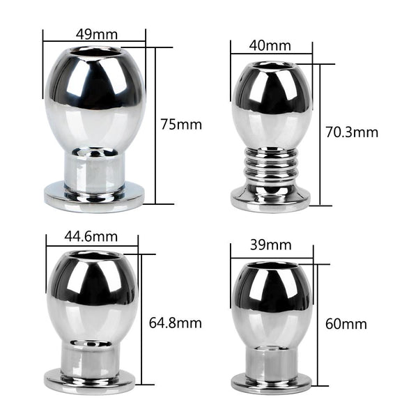 Stainless Steel Hollow Anal Dilator Butt Plug  Medical Play Non Vibrating Butt Plugs