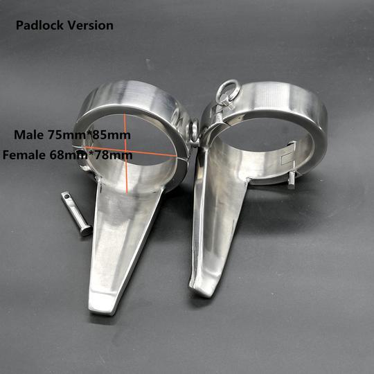 Stainless Steel Heavy  Ankle Cuffs Foot Torture Forced Wear Heels Cuffs & Shackles