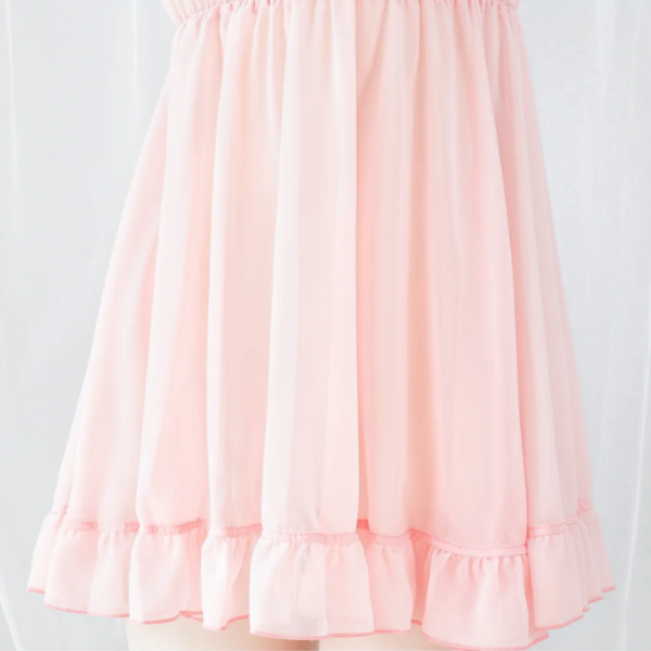 Japanese Lolita Anime Girls Sweet Maid Cosplay Pink Chiffon Bandage Pajamas  Cosplay & Roleplay