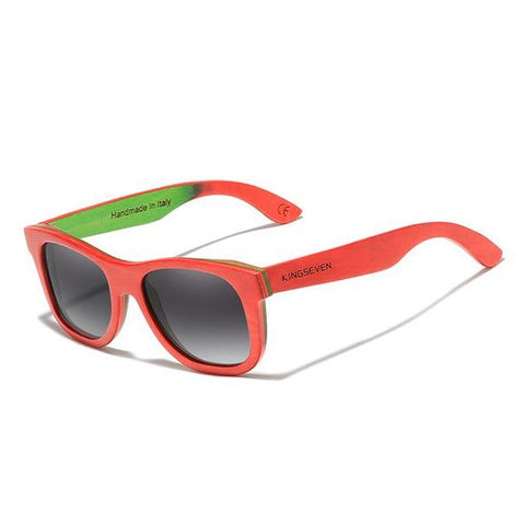 Handmade Natural Red Polarized Gradient Lens Sunglasses