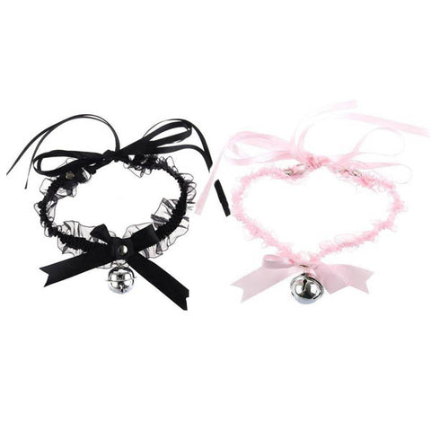 Kitten Bell Collar Bow Knot Lace Pendant Small Choker Necklace