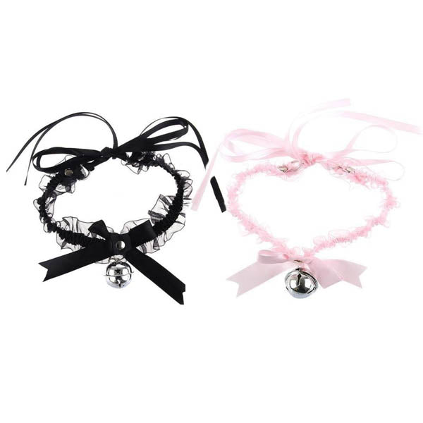 Kitten Bell Collar Bow Knot Lace Pendant Small Choker Necklace Collars & Leashes