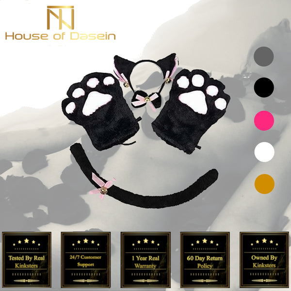 Kitten Cosplay Costume Cat Tail Ears Collar Paws Gloves Anime Lolita Gothic Set Anime Costumes Women