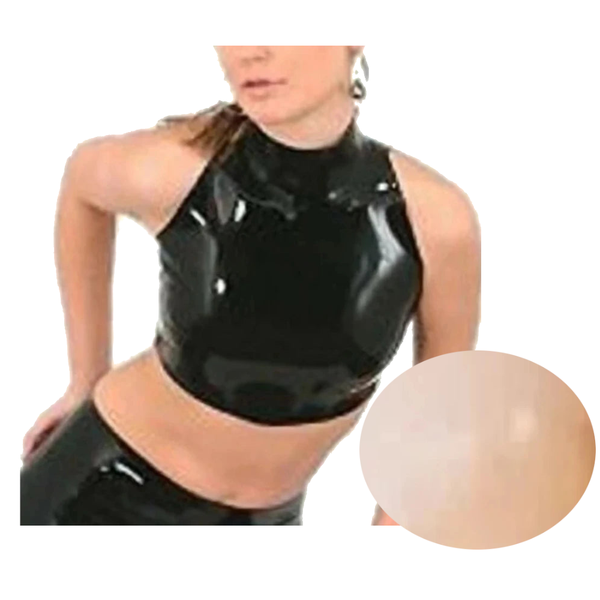 Latex Catsuit Female High Collar Bare Midriff No Zip Sleeveless Customised Bodies & Catsuits