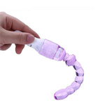 Long Stick Jelly Vibrator Silicone Anal Butt Plug Beads Purple Pink