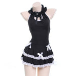 Luxurious Maid Dress Sweet Lolita Cute Lace Bow Halter Backless Kawaii Costume