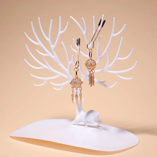 Tlemeny Metal Feather Lantern Nipple Clamps Clips  Breast  Restraint Toy Nipple & Clitoral Toys