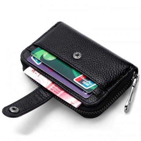 Mini Short Leather Men Credit Card Wallet Black Wallets