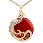 Necklaces & Pendants Veile Studios My 0042 Peacock Opal Sweater Chain Long Necklace Red