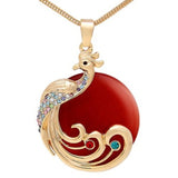 Necklaces & Pendants Veile Studios My 0042 Peacock Opal Sweater Chain Long Necklace Red