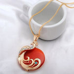 Necklaces & Pendants Veile Studios My 0042 Peacock Opal Sweater Chain Long Necklace Red