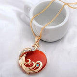 Necklaces & Pendants Veile Studios My 0042 Peacock Opal Sweater Chain Long Necklace Red