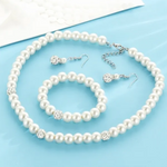 Veile Studios Necklaces Personalized Pearl Clavicle Silver Plated Faux Earring Bracelet Jewellery Set P000034 Jewellery Sets