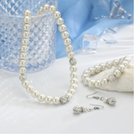 Veile Studios Necklaces Personalized Pearl Clavicle Silver Plated Faux Earring Bracelet Jewellery Set P000034 Jewellery Sets