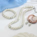Veile Studios Necklaces Personalized Pearl Clavicle Silver Plated Faux Earring Bracelet Jewellery Set P000034 Jewellery Sets