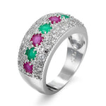 Veile Studios Coloured Zircon Half Circle Women's Engagement Wedding Cubic Zirconia Pave Rings
