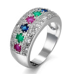 Veile Studios Coloured Zircon Half Circle Women's Engagement Wedding Cubic Zirconia Pave Rings