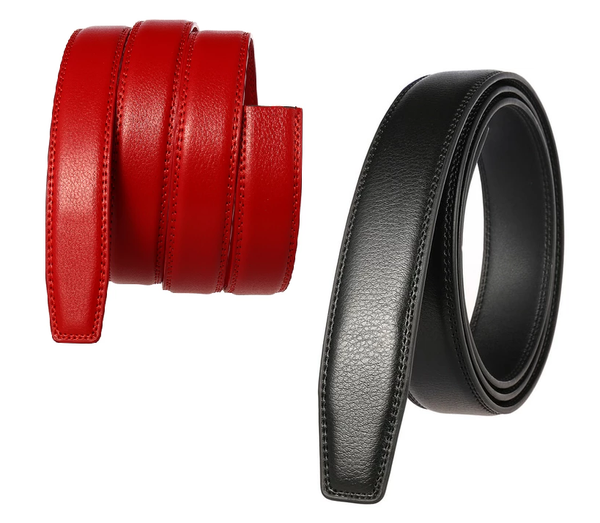 Black Red Real Leather Spanking Strap No Buckle Belt  Impact Fetish Belts