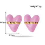 Veile Studios Titanium Steel Heart Shaped Round For Women Fashion Jewellery Earrings