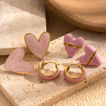 Veile Studios Titanium Steel Heart Shaped Round For Women Fashion Jewellery Earrings