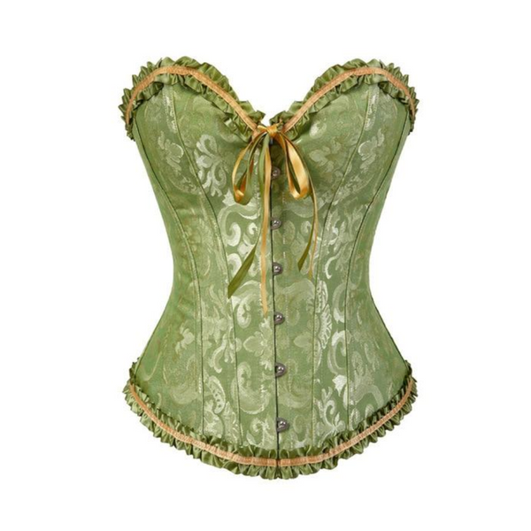 Green Floral Lace Up Corset  Erotic Lingerie Corsets