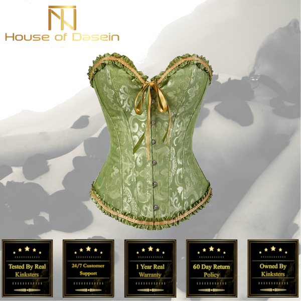 Green Floral Lace Up Corset  Erotic Lingerie Corsets