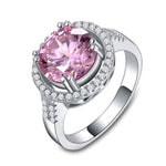 Rings Veile Studios Pink For Women White Gold Plated Female Party Accessories Crystal Fashion Jewelry