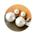 Veile Studios Pair Of Faux Pearl Decorated Double End White Earrings
