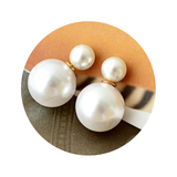 Veile Studios Pair Of Faux Pearl Decorated Double End White Earrings
