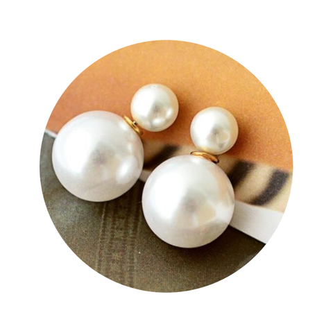Veile Studios Pair Of Faux Pearl Decorated Double End White Earrings