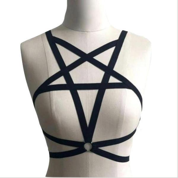 Pentagram Harness Women Body Fetish Clothing  Clothing