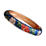 Bracelets Veile Studios Peony Flower Vintage Chinese Filigree Cloisonne Enamel Cuff Bangles