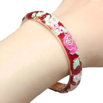 Bracelets Veile Studios Peony Flower Vintage Chinese Filigree Cloisonne Enamel Cuff Bangles