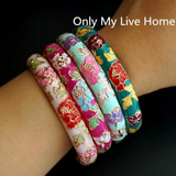 Bracelets Veile Studios Peony Flower Vintage Chinese Filigree Cloisonne Enamel Cuff Bangles