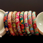 Bracelets Veile Studios Peony Flower Vintage Chinese Filigree Cloisonne Enamel Cuff Bangles