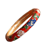 Bracelets Veile Studios Peony Flower Vintage Chinese Filigree Cloisonne Enamel Cuff Bangles