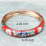 Bracelets Veile Studios Peony Flower Vintage Chinese Filigree Cloisonne Enamel Cuff Bangles