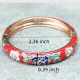 Bracelets Veile Studios Peony Flower Vintage Chinese Filigree Cloisonne Enamel Cuff Bangles