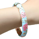 Bracelets Veile Studios Peony Flower Vintage Chinese Filigree Cloisonne Enamel Cuff Bangles