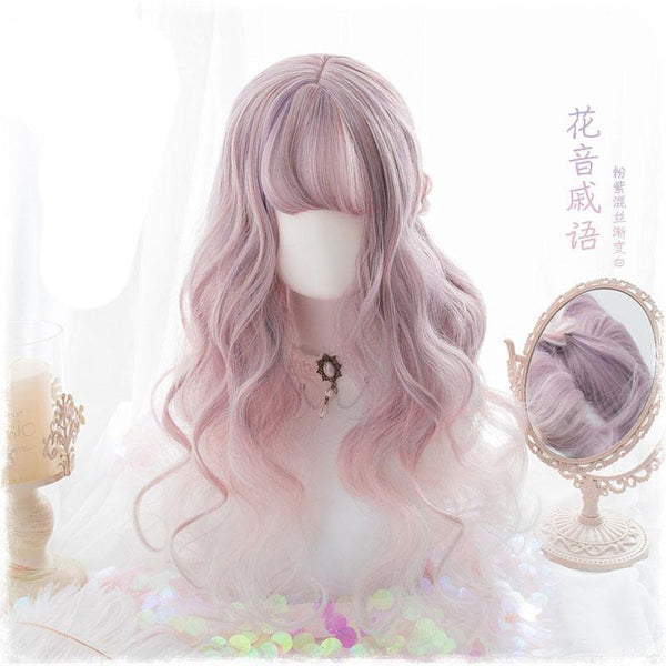 Pastel Pink Wavy Lolita Wig Wigs Facial Hair