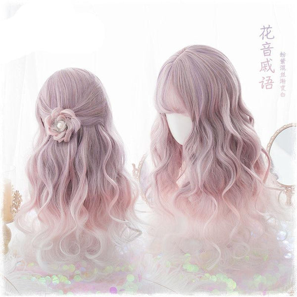 Pastel Pink Wavy Lolita Wig Wigs Facial Hair