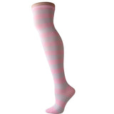 Pink Striped Thigh Highs Socks