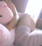 Pink Striped Thigh Highs Socks