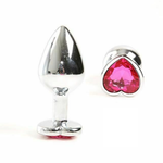 Pink Heart Crystal Jewel Metal Butt Plug Three Size Mini Bullet Vibrator Anal Training
