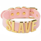 Pink Slave Collar With Gold Or Silver Letters Bdsm Kawaii Buckle Necklace